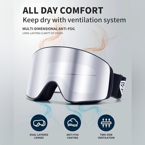 Snowboard And Skiing Googles Anti-Fog 2 Lens VLT 10% S3 NWT - Picture 4 of 7